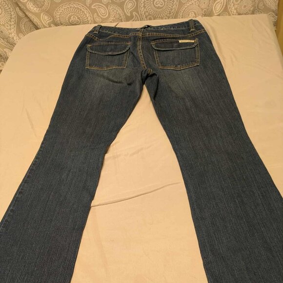 Calvin Klein Trouser Flare Boot Cut Jeans Womens 6 Dark Wash Pullon Denim - Picture 7 of 10